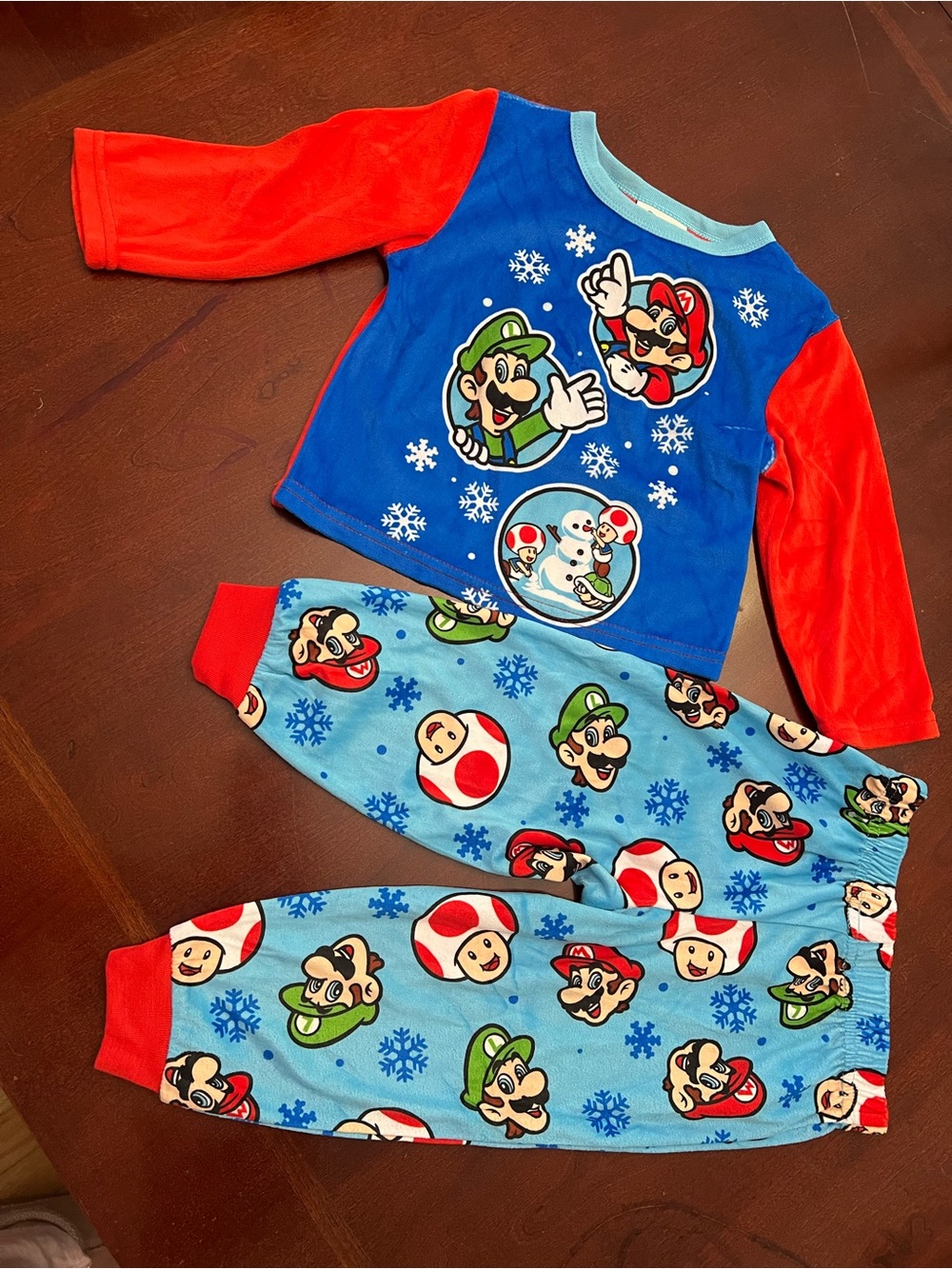 Nintendo Super Mario Blue and Red Kids Pajama Set